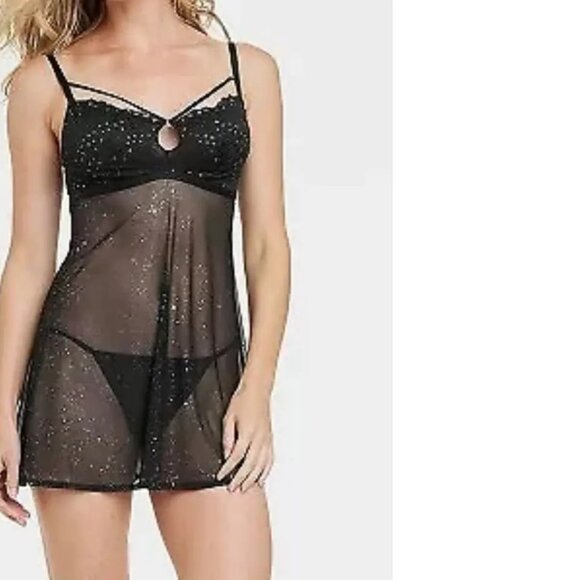 Auden Other - Auden  Women's Sequin Mesh Lingerie Babydoll , Size S, Black